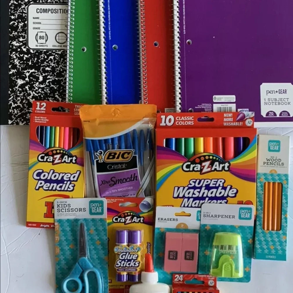 Crayola Assorted School Supply Pack with Green Blue Red Purple Notebooks